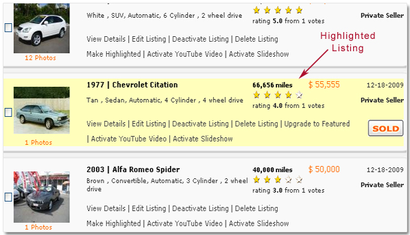Highlighted Listing iAuto