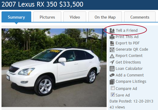 Tell a Friend Feature