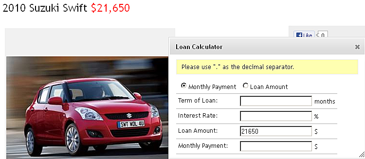 Loan Calculator Feature iAuto