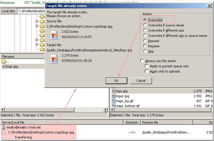 FileZilla asks permission to replace the old logo