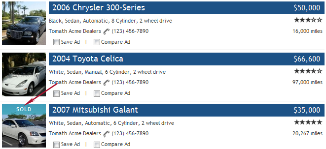 Classified Software: Mark Lisitng As Sold Feature